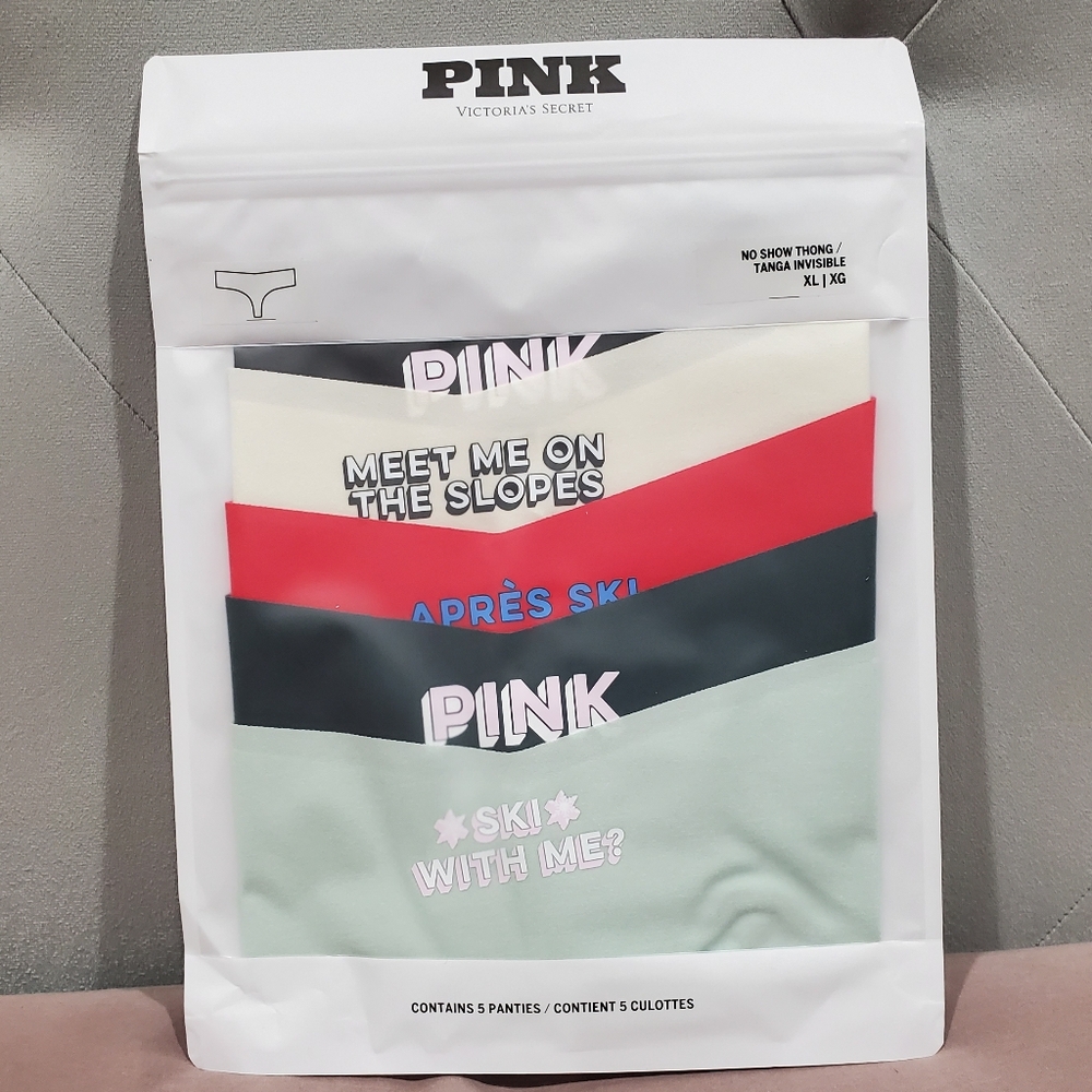 Victoria's Secret 5 Pack No Show Thong Panties Smooth In Holiday 5 Pack